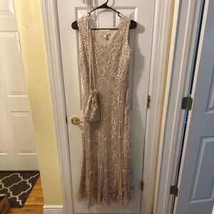 Hand embroidered Soulmates, three-piece set with silk jacket